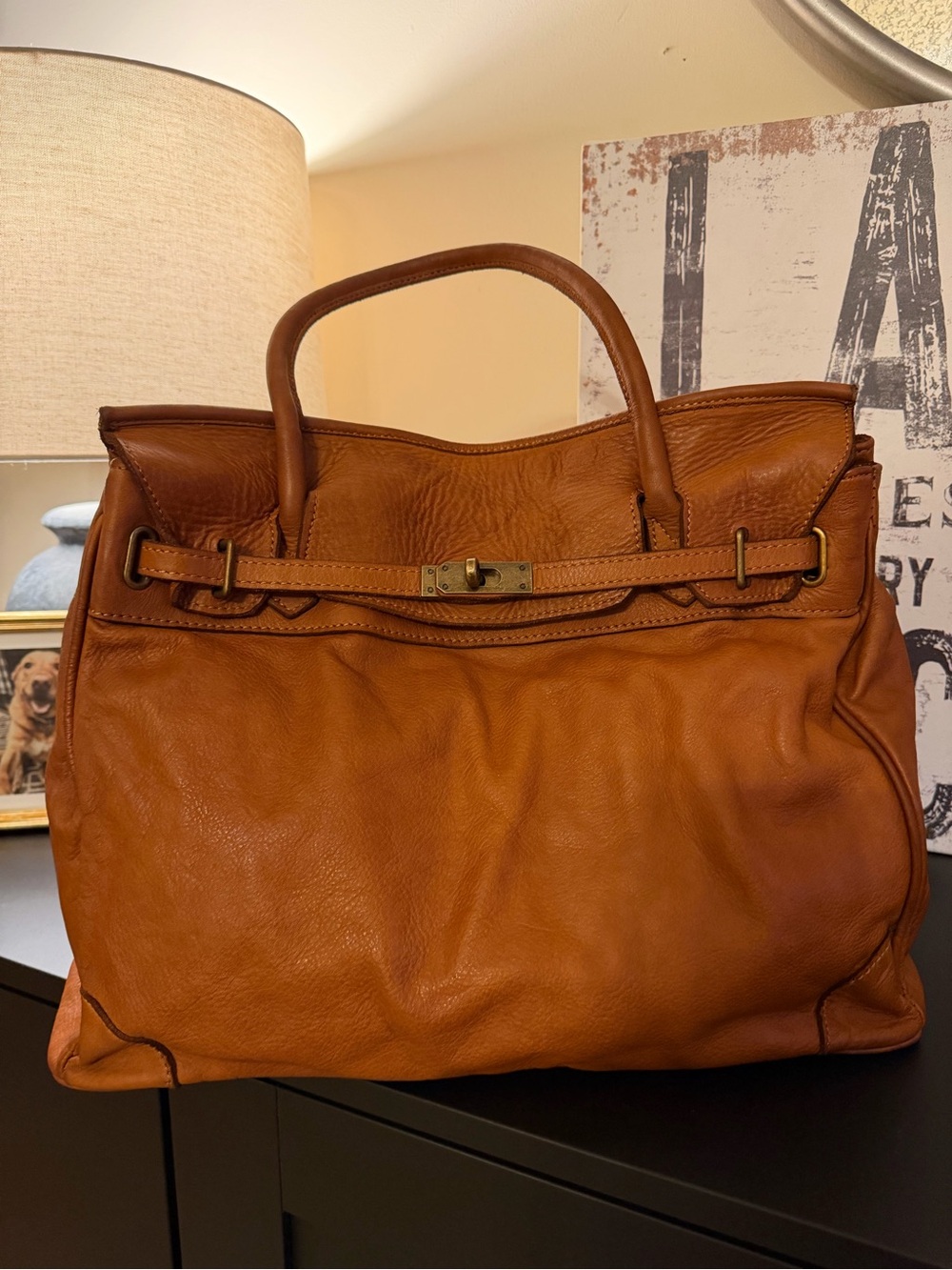 Italian Leather Birkin Style Bag